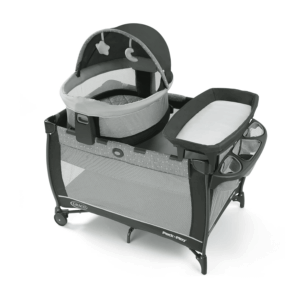 Pack N Play Travel Dome DLX Playard, Astin with Portable Bassinet and Integrated Storage Organizer