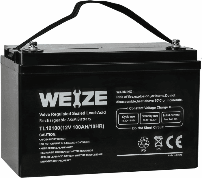 Deep Cycle AGM 12 Volt 100Ah Battery, Maintenance-Free, 3% Self-Discharge Rate, 1150A Max Discharge Current, Perfect for RV, Solar, Trolling Motor, Wind, Marine, Camping and Off-Grid System - Image 4