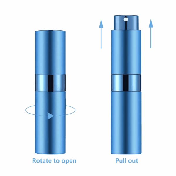 8Ml Portable Mini Perfume Atomizer(4 Pcs)，Refillable Empty Small Spray Bottle for Travel, Twist Tpye Pocket Cologne Sprayer (Matte Black, Pink, Blue, Silver) - Image 3