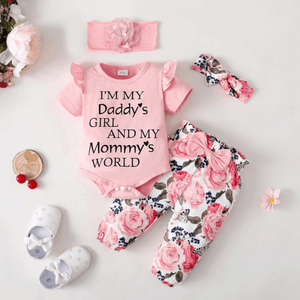 Newborn Infant Baby Girl Clothes Ruffle Romper Toddler Girl Floral Cotton Pant Sets Girls Clothing Outfit - Image 7