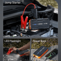 S8 Car Battery Jump Starter, 1500A Peak Car Jumper Starter Battery Pack for up to 6.0L Gas & 3.0L Diesel Engines, 12V Portable Jump Box with 3 Modes Flashlight and Jumper Cable (Orange) - Image 5