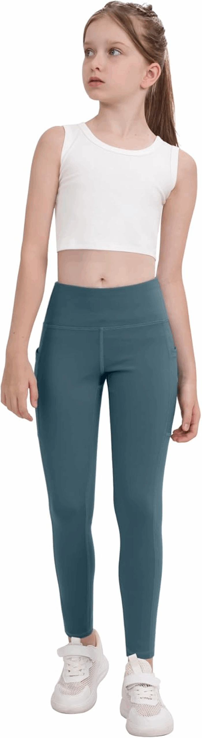 Girls' Athletic Leggings with Pockets, 5 Packs Kids Teen Dance Yoga Workout Running Pants for 5-15 Years - Image 3