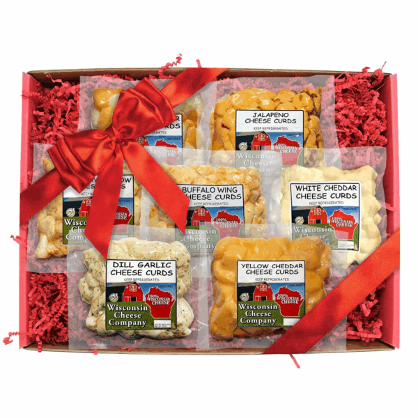 - 100% Wisconsin Cheese Curd Variety Sampler Gift Box - (Pack of 7) | Huge Gift Box | Perfect for Parties, Charcuterie Boards and Birthday Gifts | Cheese Curds | Housewarming Gift | Birthday Gift | Great Easter Gift for Cheese Lovers - Image 2