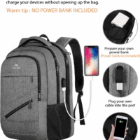 Travel Laptop Backpack, 17 Inch Business Flight Approved Carry on Backpack, TSA Large Computer Bag for Men Women with USB Port and Trolley Sleeve, College School Tactical Book Bag, Grey - Image 4