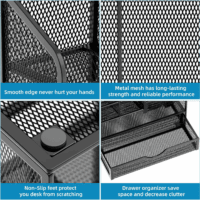 Mesh Pen Holder for Desk, Multi-Functional Pencil Organizer with Drawer, Desk Organizers and Accessories for Office Art Supplies (Black) - Image 6