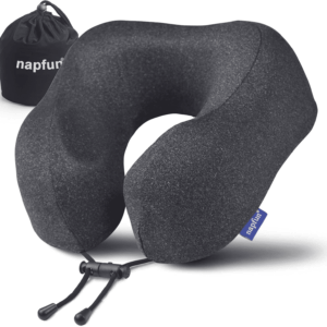 Travel Pillow, Travel Accessories & Travel Essentials for Airplane Upgraded 100% Pure Memory Foam Travel Neck Pillow for Flight Headrest Sleep, Portable Plane Necessities, Full Black