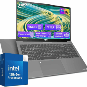 15.6-Fhd-Laptop Student-Laptop, 16GB RAM 1TB SSD, Intel Pentium Quad-Core N100 Processor (Up to 3.4Ghz) Backlit Keyboard Fingerprint Wifi 6 BT5.2 Business-Laptop, 2 Years Warranty Windows 11 Laptop