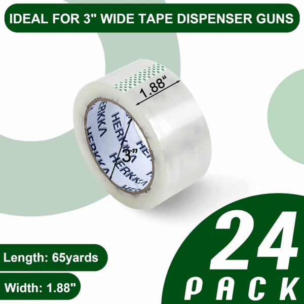 Clear Packing Tape, 24 Rolls Heavy Duty Packaging Tape for Shipping Packaging Moving Sealing, Thicker Clear Packing Tape, 1.88 Inches Wide, 65 Yards per Roll, 1560 Total Yards - Image 3