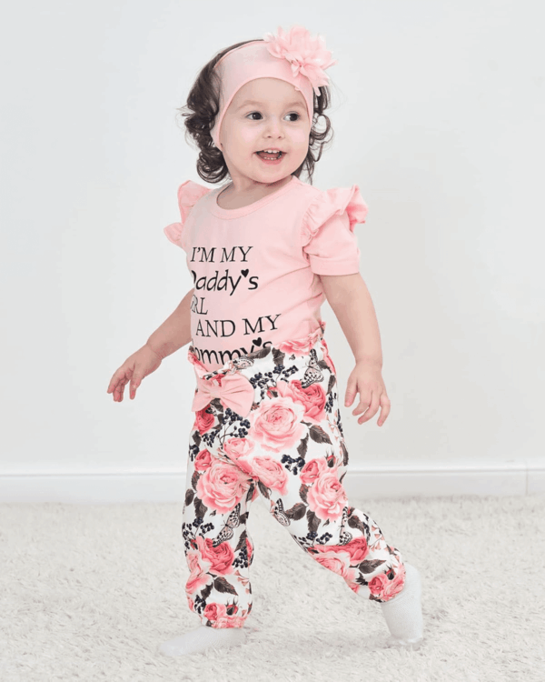Newborn Infant Baby Girl Clothes Ruffle Romper Toddler Girl Floral Cotton Pant Sets Girls Clothing Outfit - Image 2