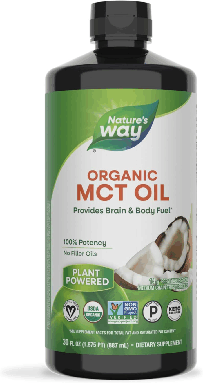Organic MCT Oil, 30 Fl Oz, Brain and Body Fuel from Coconuts*, C8 Caprylic Acid and C10 Capric Acid, Keto and Paleo Certified, Organic, Non-Gmo Project Verified (Packaging May Vary)