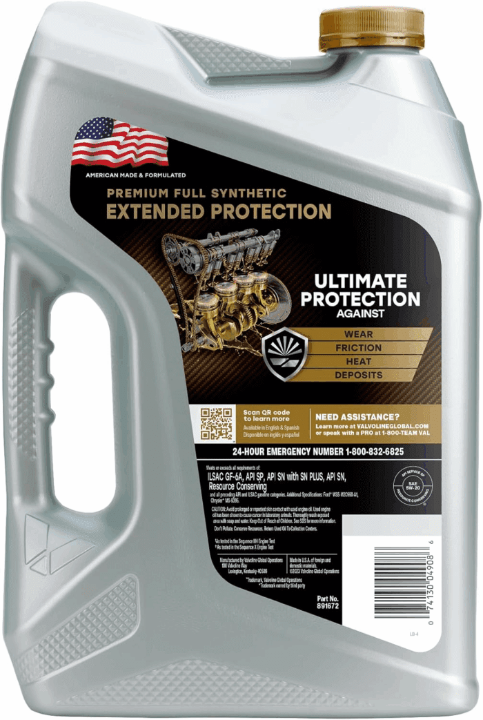 Extended Protection Full Synthetic Motor Oil SAE 5W-20 5 Quart - Image 2