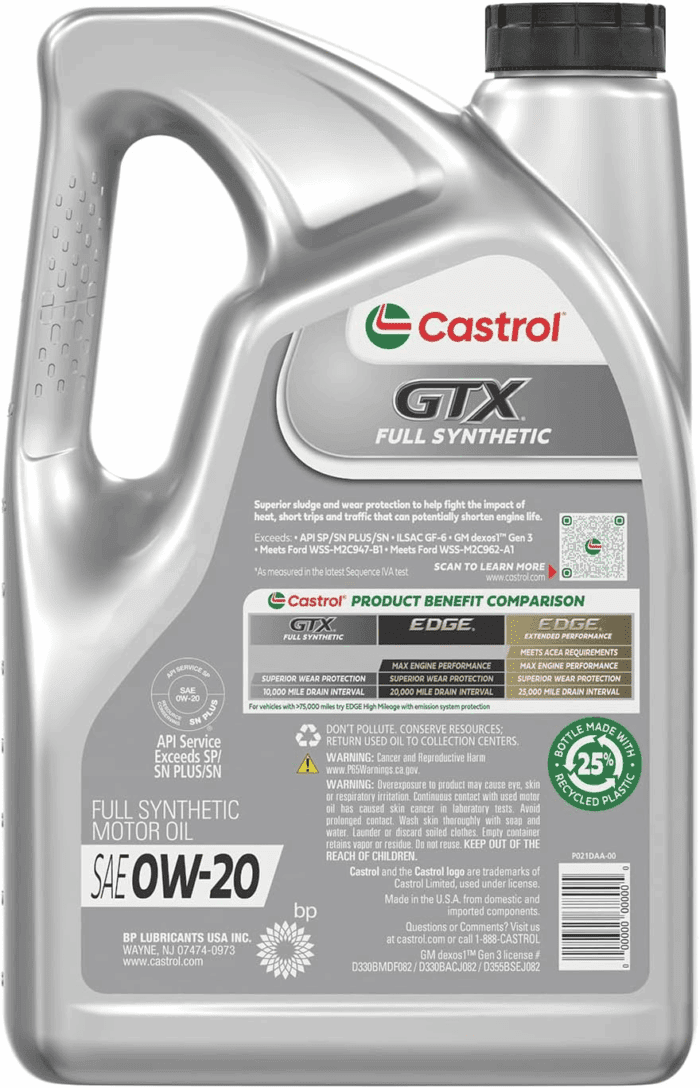 GTX Full Synthetic 0W-20 Motor Oil, 5 Quarts - Image 3