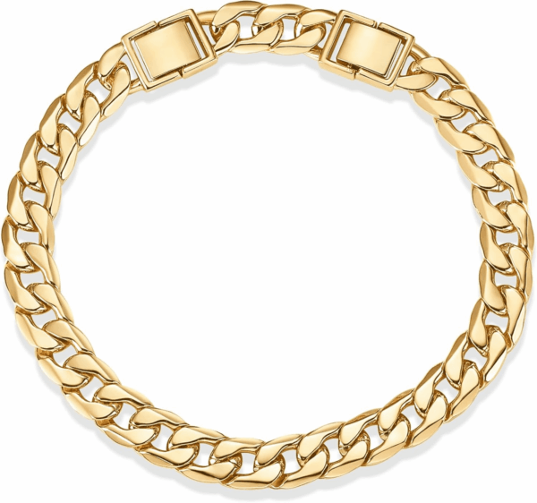 14K Gold Plated Chunky Curb Chain Anklet for Women | Lightweight Flat Curb Link Chain Anklets