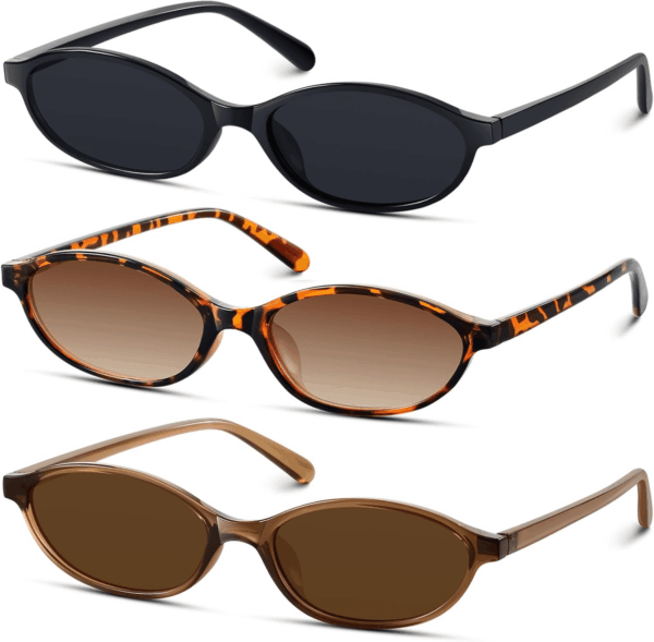Retro Oval Sunglasses for Women 90S Design Small Cat Eye Sun Glasses UV Protection Y2K Trendy Narrow Shades