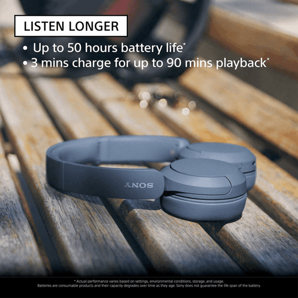 WH-CH520 Wireless Headphones Bluetooth On-Ear Headset with Microphone, Black New - Image 2