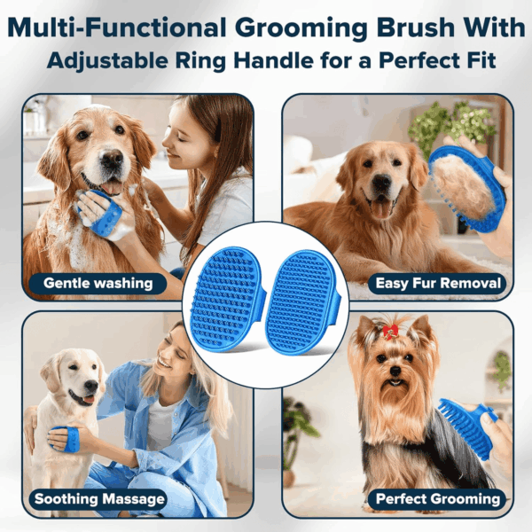 6PCS Pet Grooming Kit | Dog Washing Gloves | Dog Bath Brush | Dog Bath Gloves | Dog Shampoo Brush | Pet Grooming Gloves | Cat Bathing Supplies | Dog Bath Supplies (Navy Blue) - Image 5