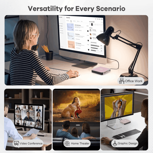 Mini PC Desktop, Desktop PC Pentium 12Th Gen N100 (Up to 3.4Ghz), 16GB RAM 512GB Pcie SSD 4K Triple Display, USB3.2 Type-C Wifi6 BT5.2, VESA, Compact and Light for Home Office Education Win 11 - Image 9