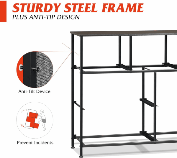 7 Drawer Dresser TV Stand, Entertainment Center, Media Console Table with Metal Frame and Wood Top for TV up to 45 Inch, Chest of Drawers for Bedroom, Living Room, Dark Grey - Image 6
