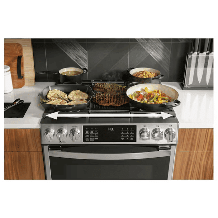 Profile 30-In 5 Burners 5.6-Cu Ft Air Fry Convection Oven Slide-In Natural Gas Ran ( Finrprint-Resistant Stainless Steel ) - Image 13