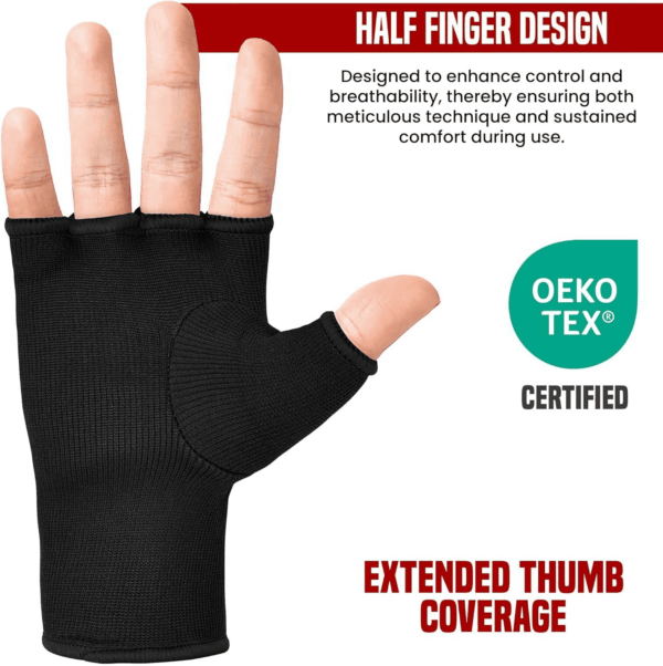 Boxing Hand Wraps Inner Gloves Men Women, Half Finger Elasticated Bandages, under Mitts Fist Protection, Muay Thai, Kickboxing, MMA, Martial Arts Speed Bag Punching Training - Image 5