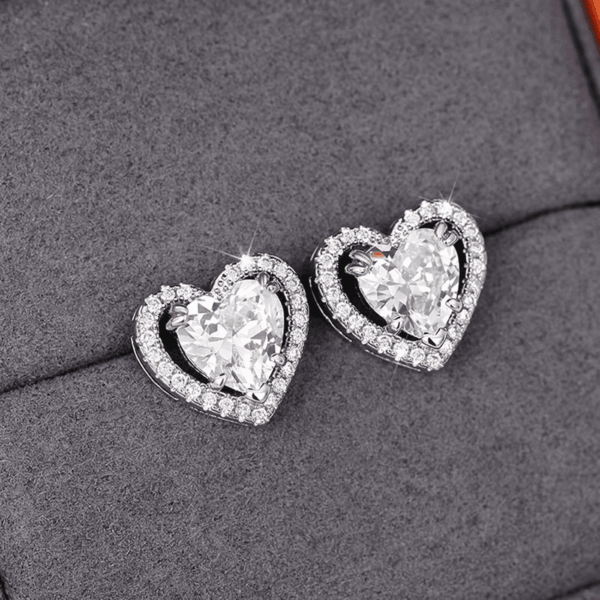 Full Diamond Stud Earrings, Sparkling Heart/Round/Princess Cut Birthstone Stud Earrings for Women Birthday Jewelry - Image 2