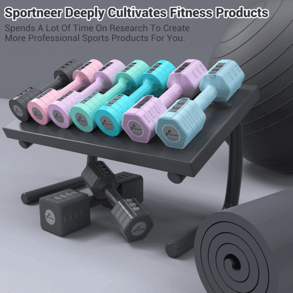 Adjustable Dumbbells Hand Weights Set:  5 Lb Dumbbell Set of 2 Each 2Lb 3Lb 4Lb 5Lb Free Weights Fast Adjust Weight 4 in 1 Weights Dumbbells Set for Women Men Home Gym Exercise Training - Image 7