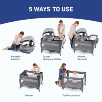Pack N Play Dome LX Playard with Baby Bassinet, Lightweight Portable Crib, Push-Button Fold Travel Crib, Redmond, Convertible - Image 7