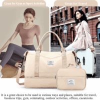 Weekender Bags for Women,Overnight Travel Duffel Bag,Personal Item Travel Bag with Shoes Compartment,Gym Bag,3Pcs Set - Image 7