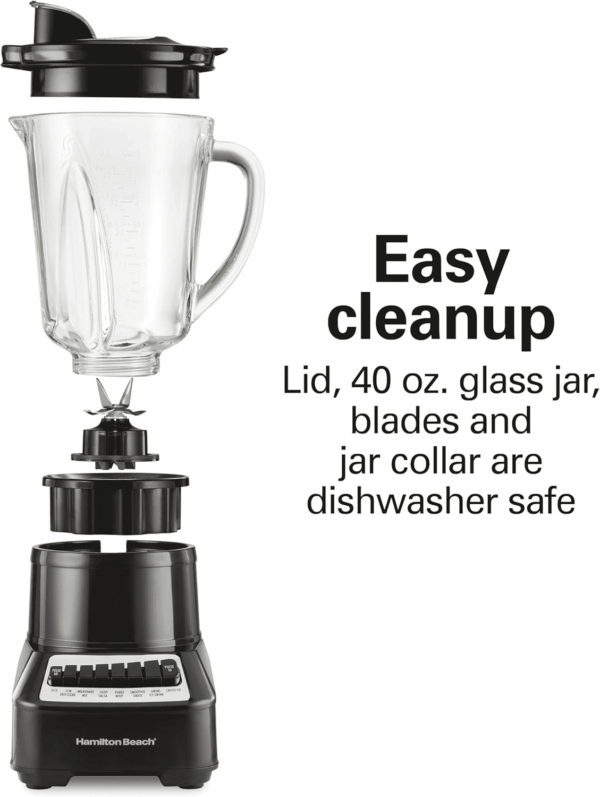 Wave Crusher Blender for Smoothies with 40 Oz Glass Jar and 14 Functions, Ice Sabre Blades & 700 Watts for Consistently Smooth Results, Black & Stainless Steel (54220) - Image 6