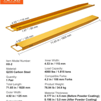 Forklift Extensions, 72 Inch Fork Extensions 4.5 Inch Width, Heavy Duty Fork Extensions for Forklifts, 1 Pair Forklift Extensions for Forklift Truck, Yellow - Image 7