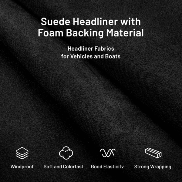 Suede Auto Headliner Fabric 98" L × 60" W with Foam Backing - Tube Packaging - Black Interior Replacement Material for Car/Truck/Suv/Rv Roof - Home Repair/Diy Headliner Material - Image 4