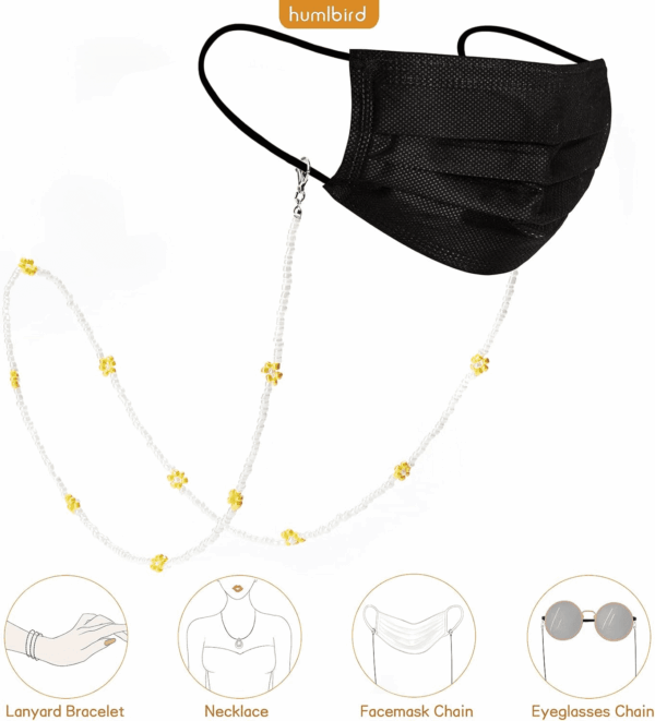 Mask Lanyard Eyeglasses Chain Healing Crystal Beaded Sunglasses Chains with Pearl for Women - Image 3