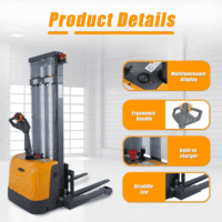 Electric Walkie Stacker, 3300 Lbs Capacity 130“ Lift Height Powered Drive and Lift Electric Stacker, with Straddle Legs Adjustable Forks Material Lift - Image 5