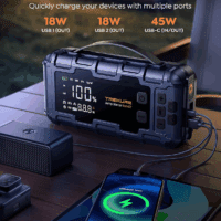 10-In-1 Car Battery Jump Starter with Air Compressor 6000A 160PSI 45W Charger, Jump Starter Jump Box (All Gas 12L Diesel), Car Battery Jumper Starter Portable Jumper Cables, Gloves, Lights - Image 5