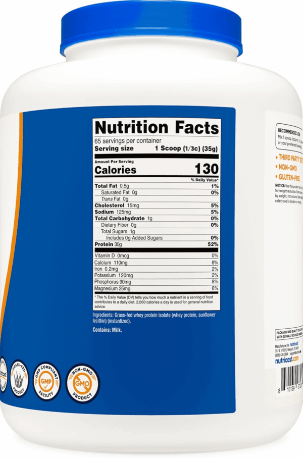 Grass-Fed Whey Protein Isolate (Unflavored) 5LBS - Rbgh Free, Non-Gmo & Gluten Free - Image 5