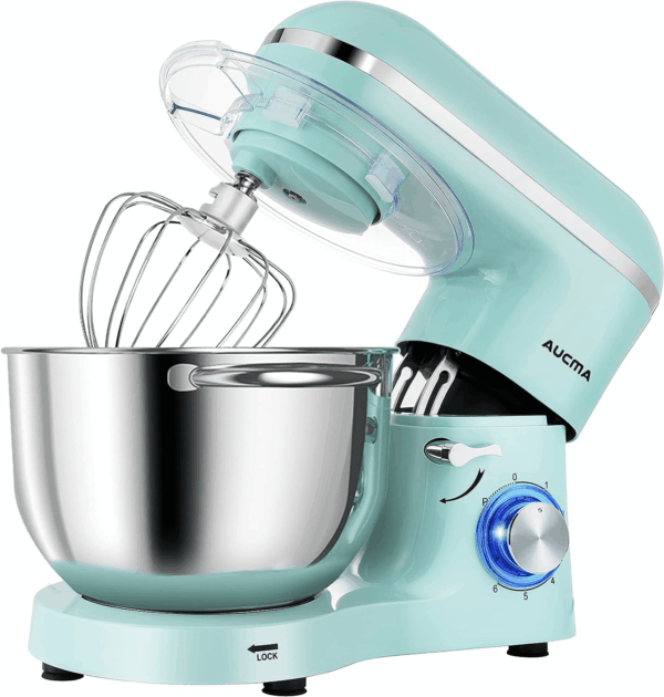 Stand Mixer,6.5-Qt 660W 6-Speed Tilt-Head Food Mixer, Kitchen Electric Mixer with Dough Hook, Wire Whip & Beater (6.5QT, Blue)