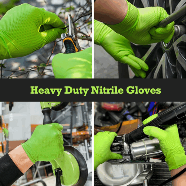 Thor Grip Heavy Duty Green Industrial Nitrile Gloves with Raised Diamond Texture, 8-Mil, Latex Free, Powder Free - Image 5