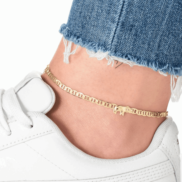 18K Gold Plated Flat Marina Elephant Anklet for Women - Made in Brazil - Image 2