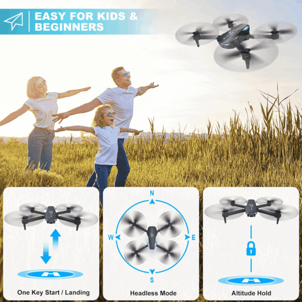 Drone with 1080P Camera for Beginners and Kids, Foldable Remote Control Quadcopter with Voice Control, Gestures Selfie, Altitude Hold, One Key Start, 3D Flips, 2 Batteries, Toy for Boys Girls - Image 3