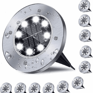Solar Ground Lights, Waterproof Garden Upgraded Outdoor Bright In-Ground Landscape Lights for Pathway,Yard,Deck,Lawn,Patio,Walkway (12 Pack White Light)
