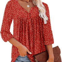 Womens Long Sleeve Tunic Tops Floral Fall Blouse Shirts - Image 3