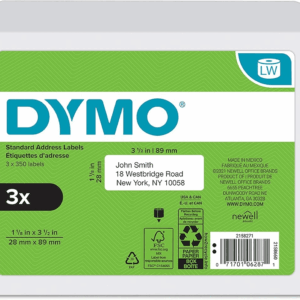 Authentic LW Mailing Address Labels for Labelwriter Label Printers, (1-1/8" X 3-1/2"), 3 Rolls of 350 (1050 Total)