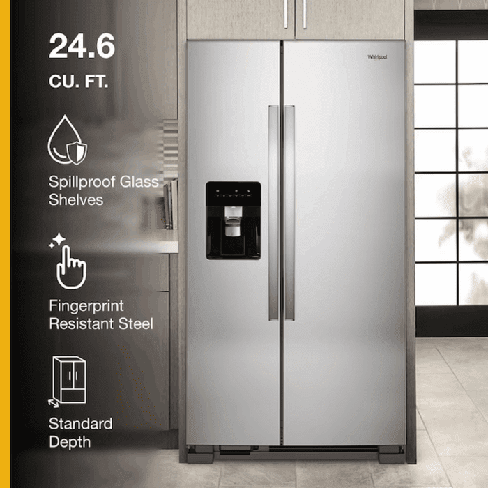 24.6-Cu Ft Side-By-Side Refrigerator with Ice Maker ,Water and Ice Dispenser ( Fingerprint Resistant Stainless Steel ) - Image 5