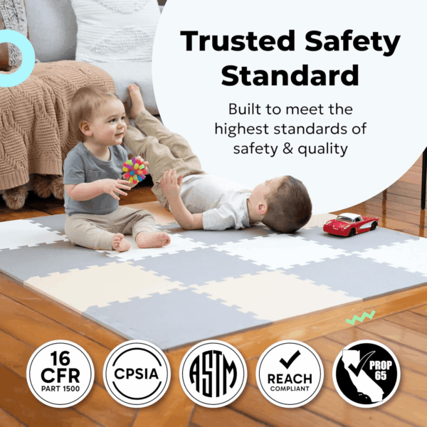 Foam Floor Tiles for Kids - Non-Toxic Comfortable Baby Play Mat and Interlocking Foam Tiles, Fits with 50X50 Playpen Mat for Crawling & Development, Soft Play Mat for Babies 6-12 Months - Image 2