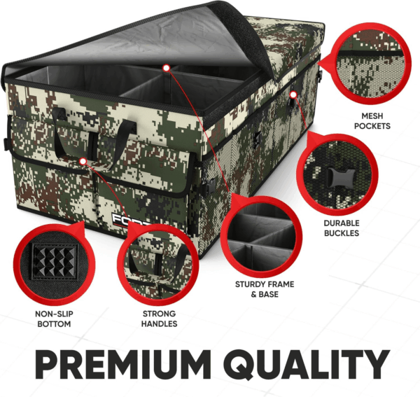 Car Trunk Organizer, Collapsible Multi Compartment SUV Organizer, Foldable Storage for Car Accessories for Women Men, 600D Oxford, Non Slip Bottom, Securing Straps, Soft Cover (85L) - Image 2