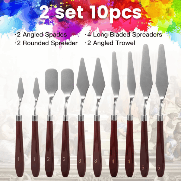 10PCS Palette Knife, Stainless Steel Painting Knife Set, Flexible Spatula Pallet Knife, Metal Artist Knives, Oil Painting Accessories Color Mixing Scraper for Oil, Canvas, Acrylic Painting by - Image 3