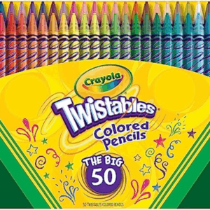 Twistables Colored Pencil Set (50Ct), Kids Easter Basket Essentials & Stuffers, No Sharpen Colored Pencils for Kids, Coloring Book Pencils, 4+