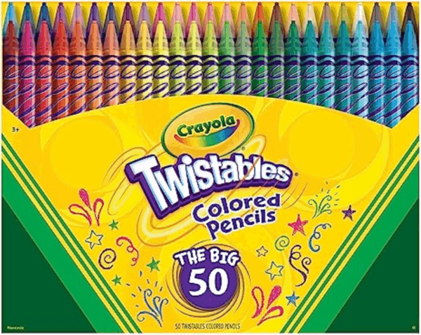 Twistables Colored Pencil Set (50Ct), Kids Easter Basket Essentials & Stuffers, No Sharpen Colored Pencils for Kids, Coloring Book Pencils, 4+