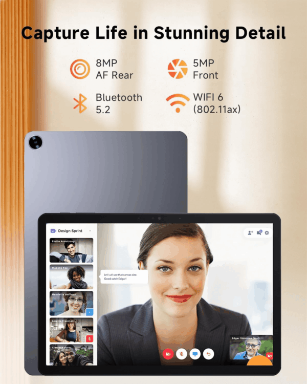 2025 Hi10 X1 Windows 11 Tablet 10.1'', Intel N150(Up to 3.6Ghz), 8GB LPDDR5 256GB SSD, Windows Tablet PC, 8MP+5MP Cameras, Wifi 6, BT 5.2, HDMI, USB 3.2, Type C, Full HD, with Case - Image 5