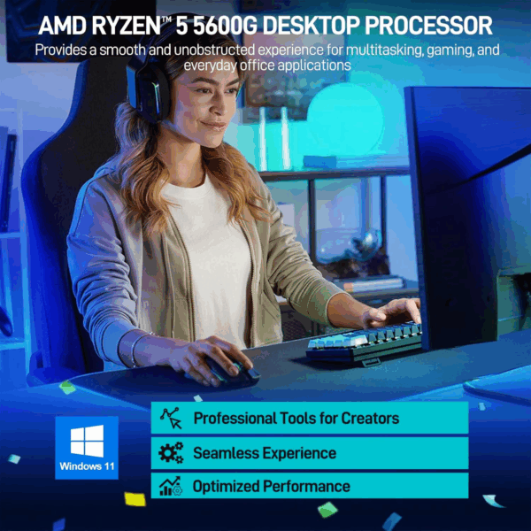 Desktop PC Computer AMD Ryzen 5 5600GT 6 Core 3.6Ghz, 16G DDR4 RAM, 512G NVME SSD, Tower Computer for Home and Office (White) - Image 9